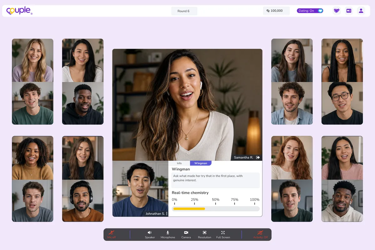 Couple video dating room with multiple participants