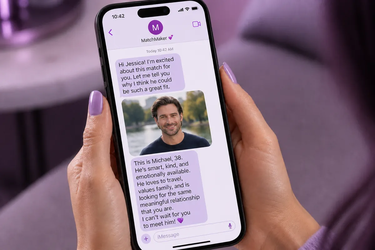 Person reading a MatchMaker introduction on their phone